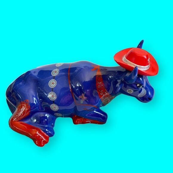 Even Cowgirls Get The Blues, Blue Cow Red Hat 2001 Retired Item #9180 - Picture 7 of 9